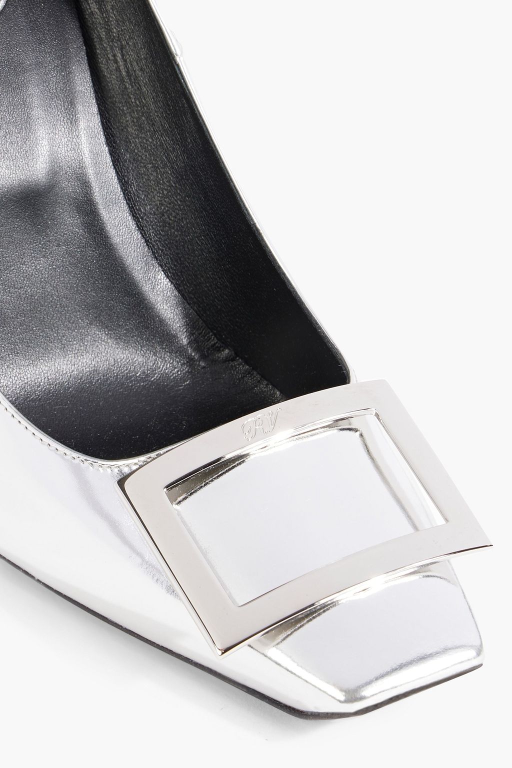 ROGER VIVIER Dec Belle Vivier embellished mirrored-leather pumps