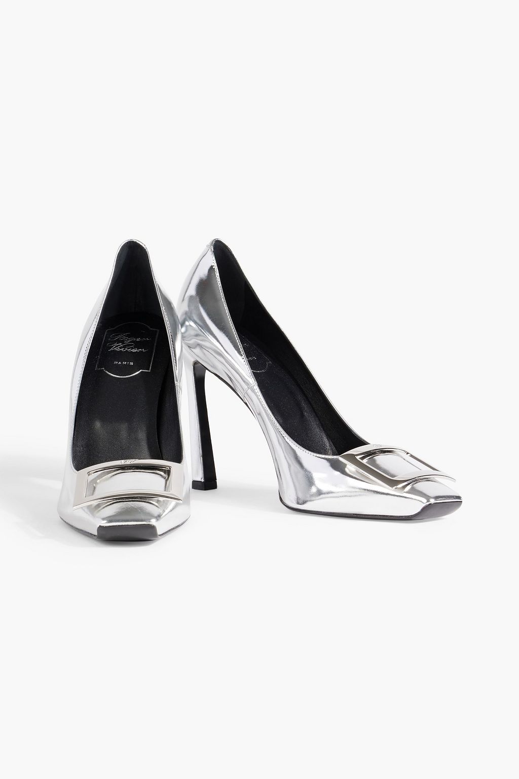 ROGER VIVIER Dec Belle Vivier embellished mirrored-leather pumps