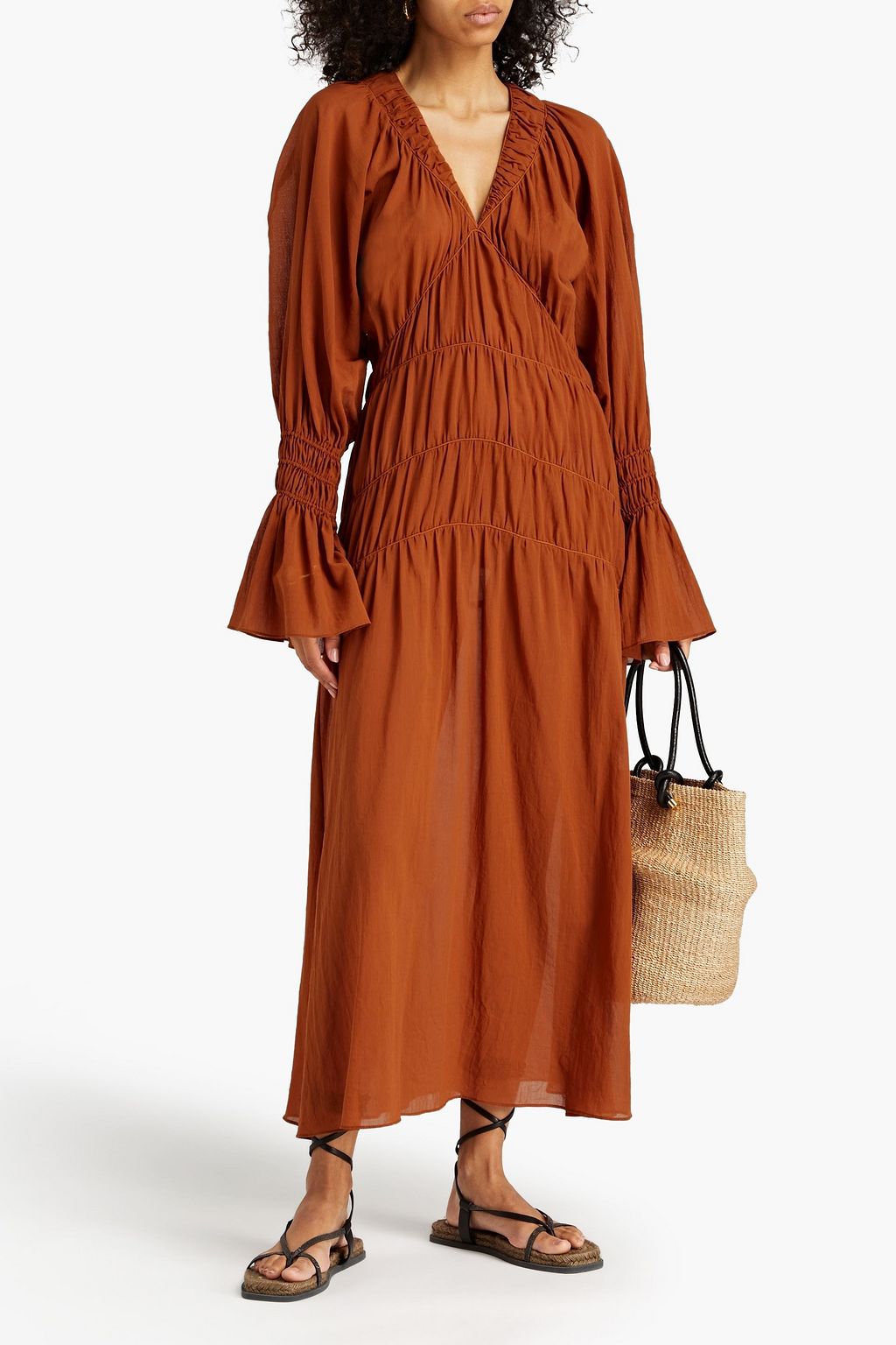 BY MALENE BIRGER コットンボイル マキシワンピース ギャザー入り