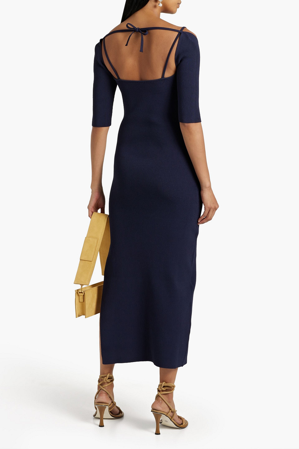 Shop Altuzarra Mareen Cutout Ribbed-knit Maxi Dress In Midnight Blue