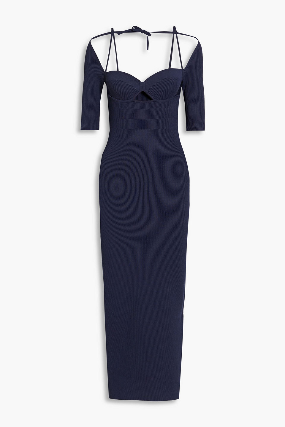 Shop Altuzarra Mareen Cutout Ribbed-knit Maxi Dress In Midnight Blue