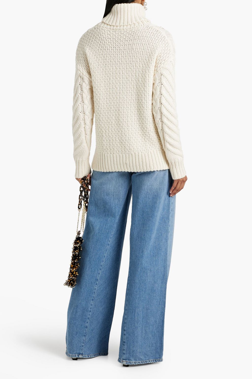 ZIMMERMANN ケーブルニット メリノウール&カシミヤ混 タートルネックセーター