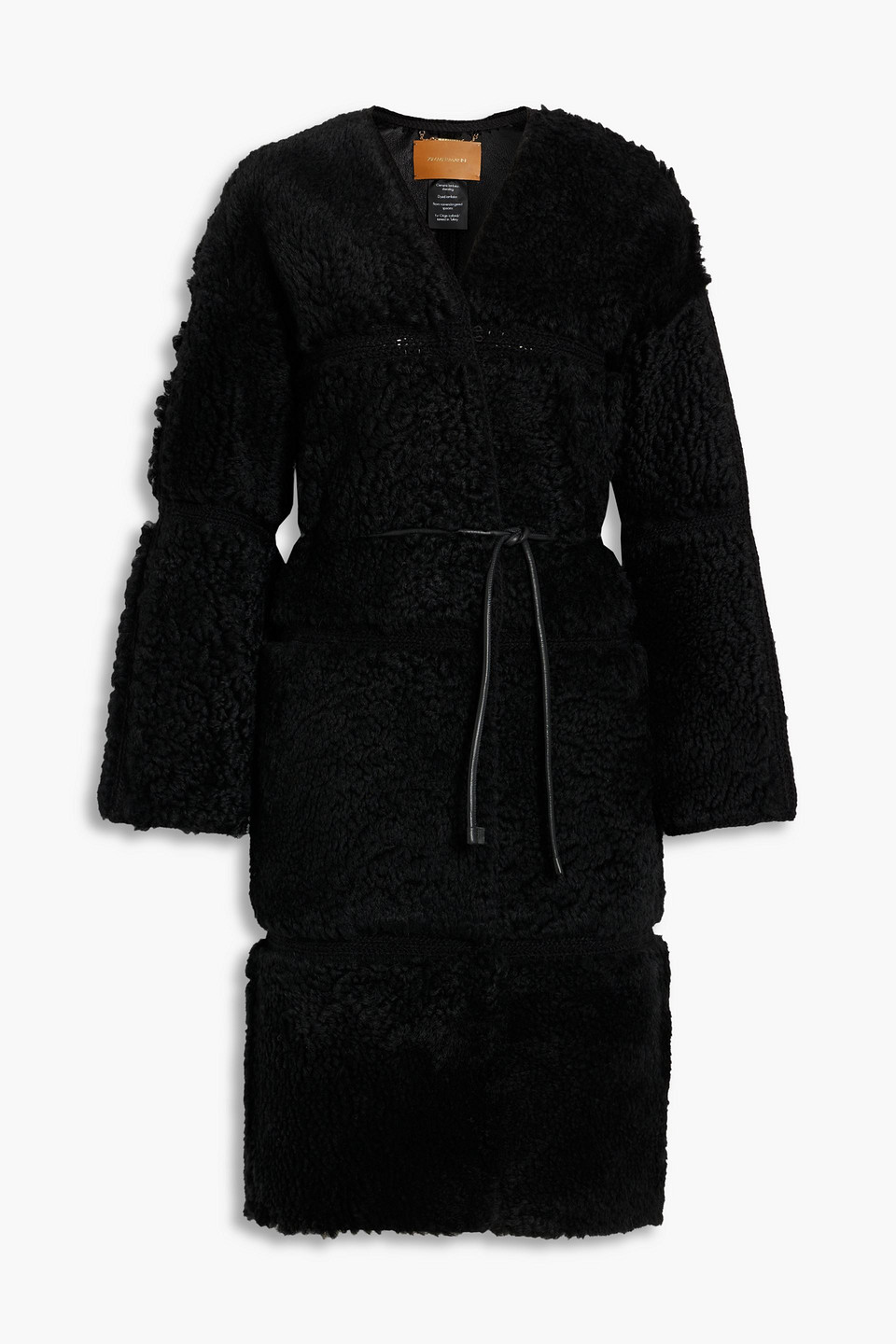 Zimmermann Knit-trimmed Shearling Coat In Black