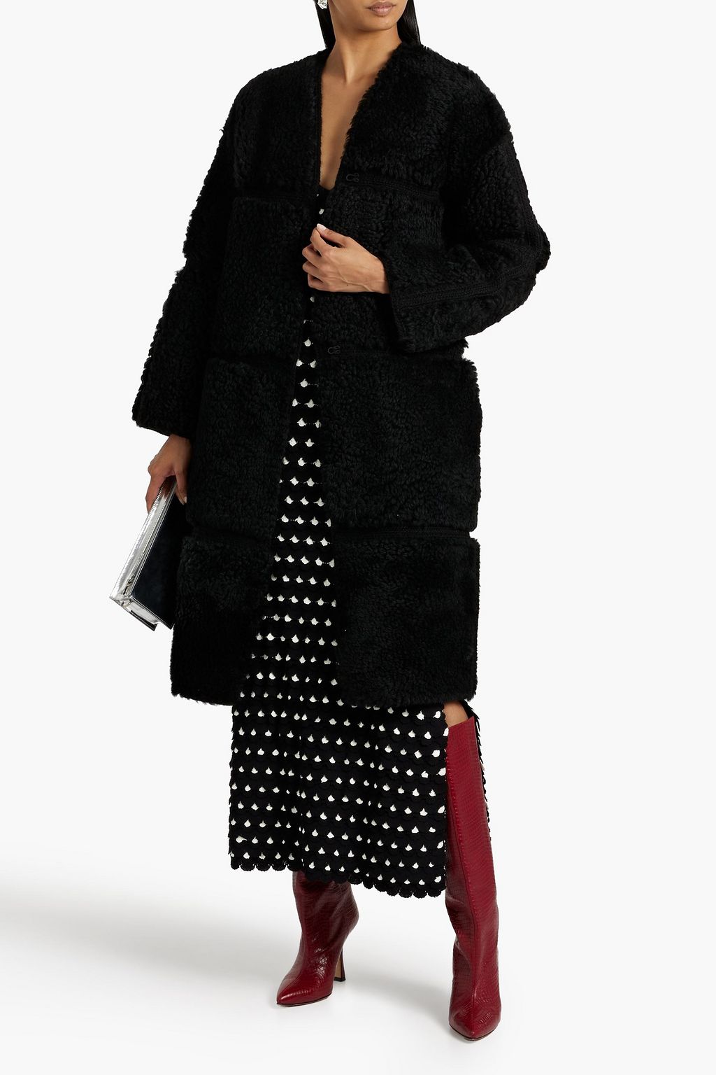ZIMMERMANN Knit-trimmed shearling coat