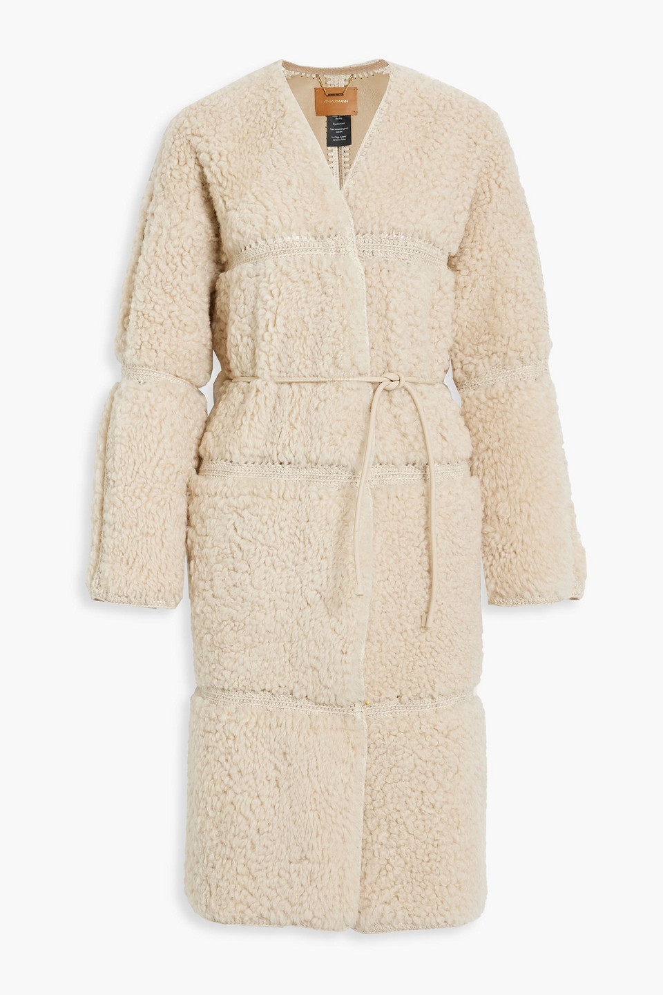 zimmermann - knit-trimmed shearling coat - white - m/l