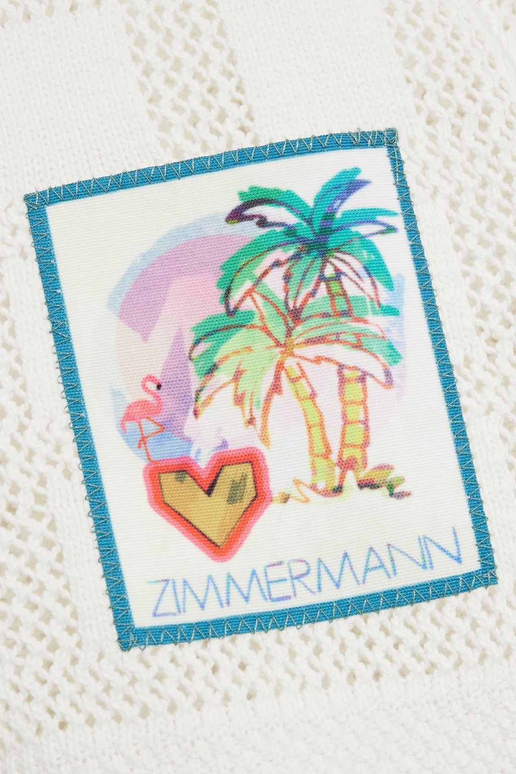 ZIMMERMANN رداء بحر بقبعة من القطن بحبكة كروشيه مزين برباط