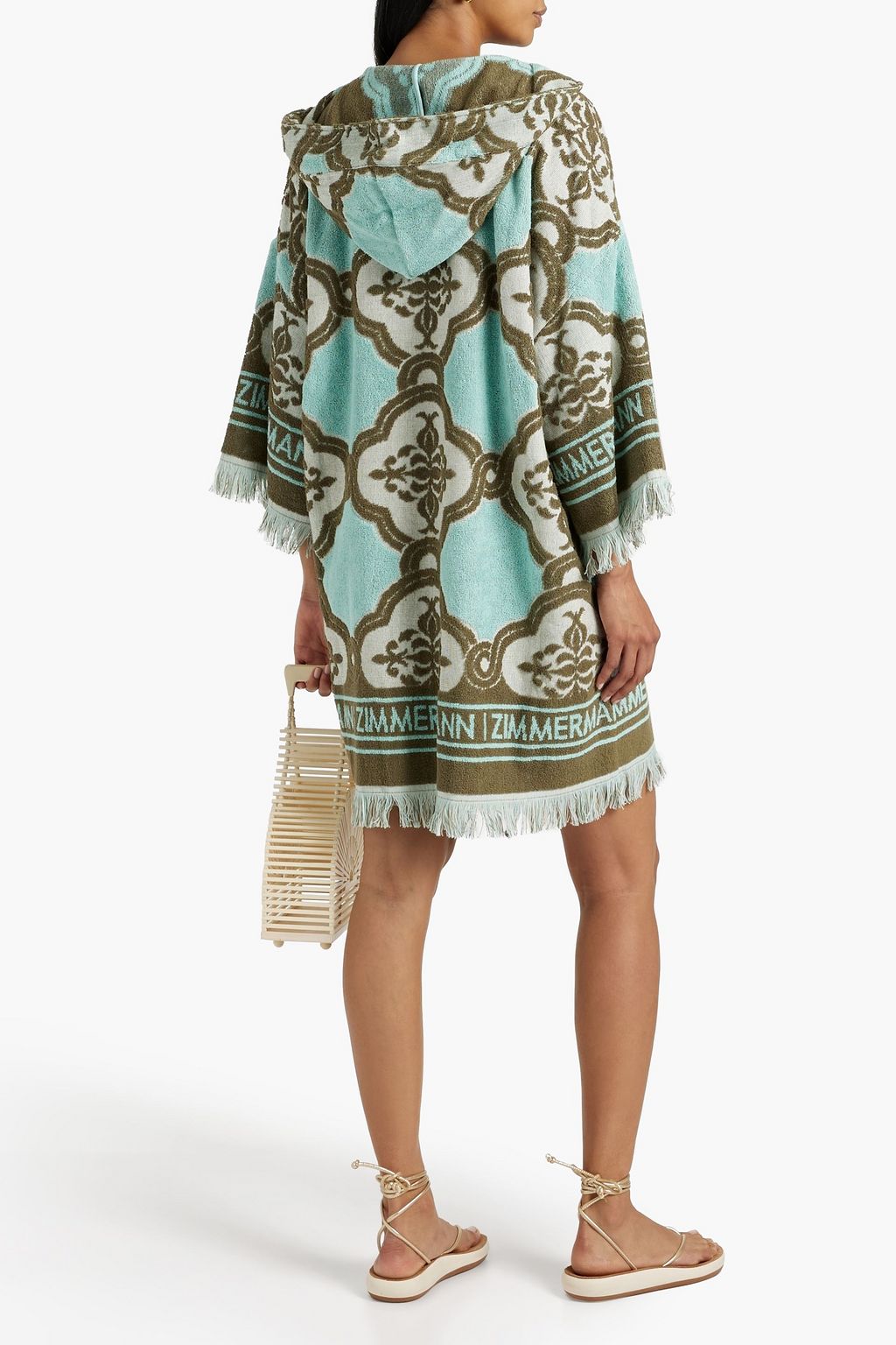 ZIMMERMANN Fringed cotton-terry hooded mini dress