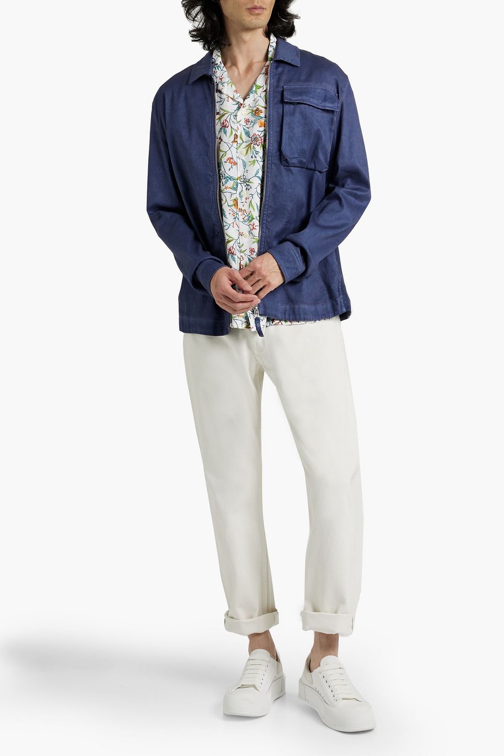 120% LINO French cotton-blend terry and linen-blend twill jacket