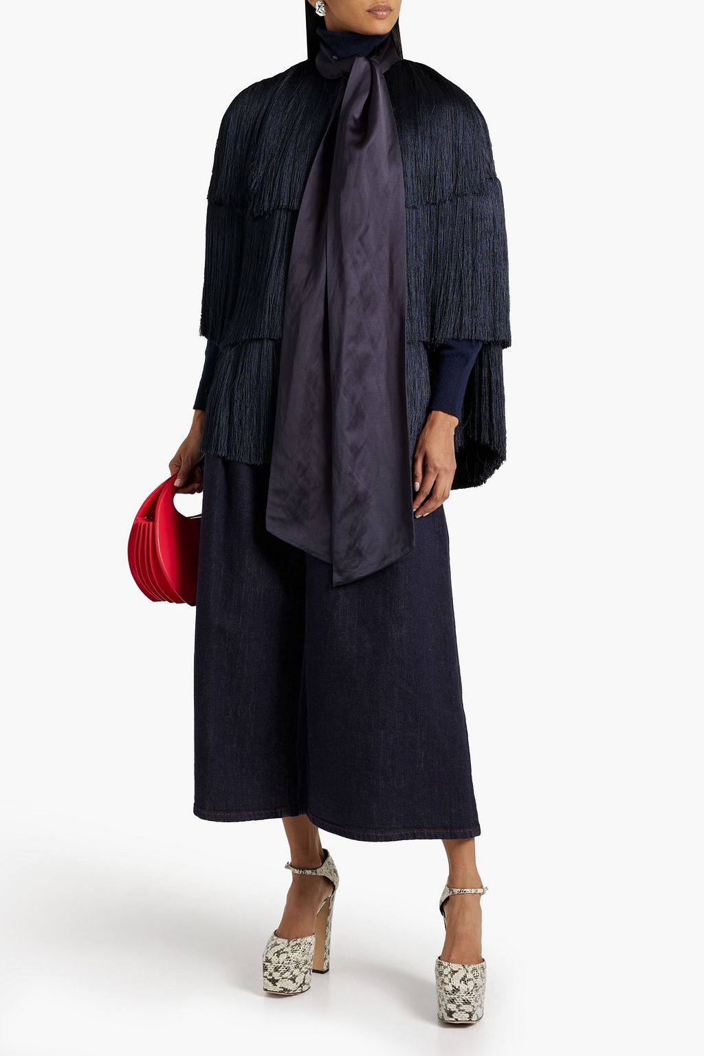ZIMMERMANN Tiered fringed satin cape