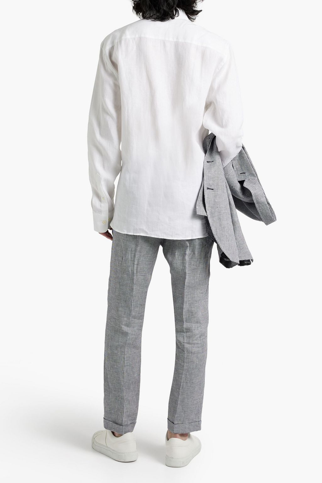 120% LINO Houndstooth linen suit pants