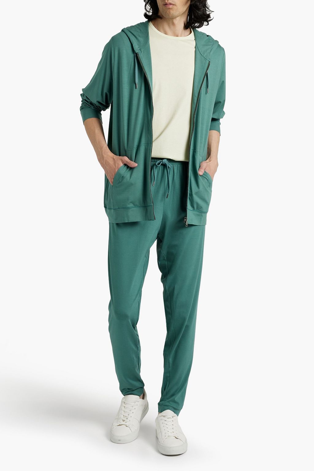 DEREK ROSE Basel stretch-modal jersey zip-up hoodie