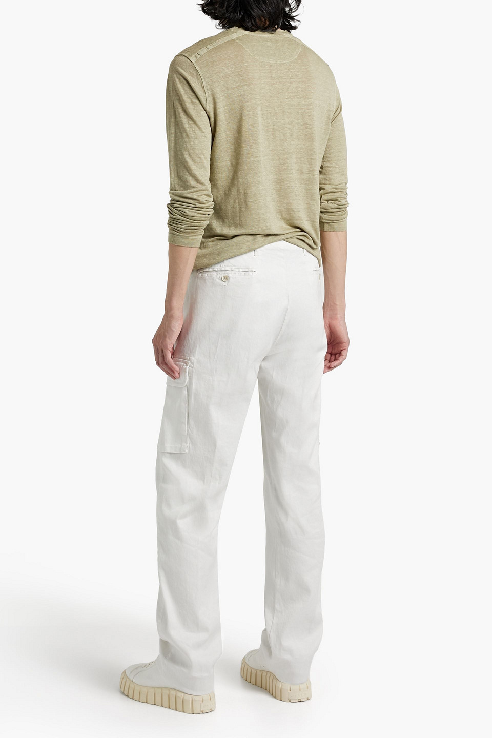 Shop 120% Linen And Cotton-blend Twill Cargo Pants In Off-white