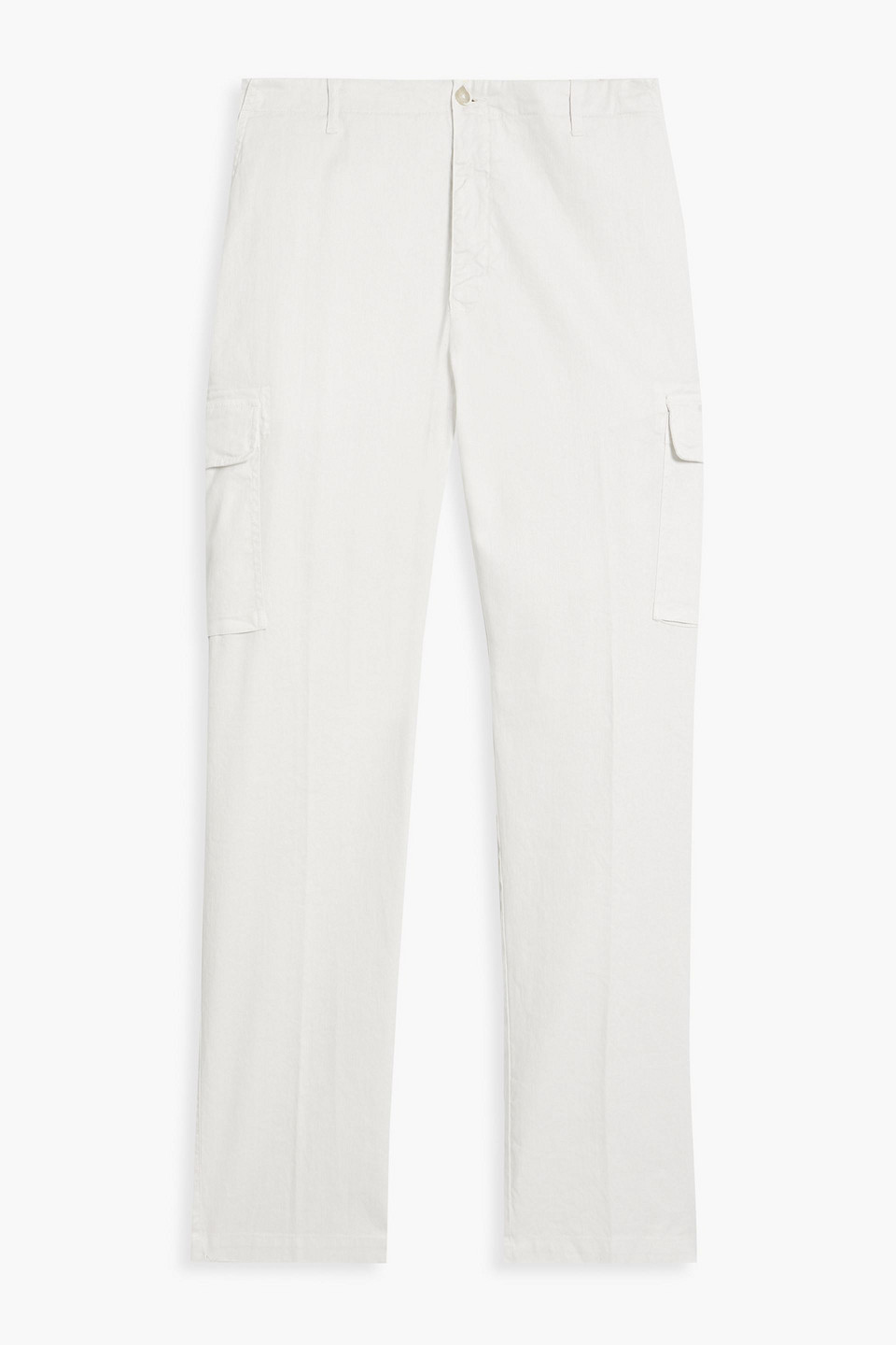 120% Linen And Cotton-blend Twill Cargo Pants In Off-white