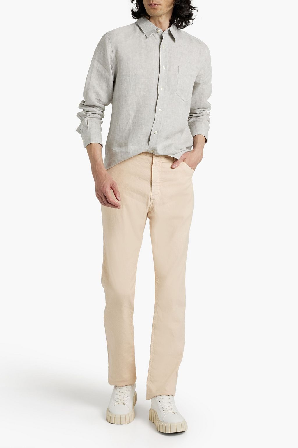120% LINO Slim-fit linen and cotton-blend twill pants