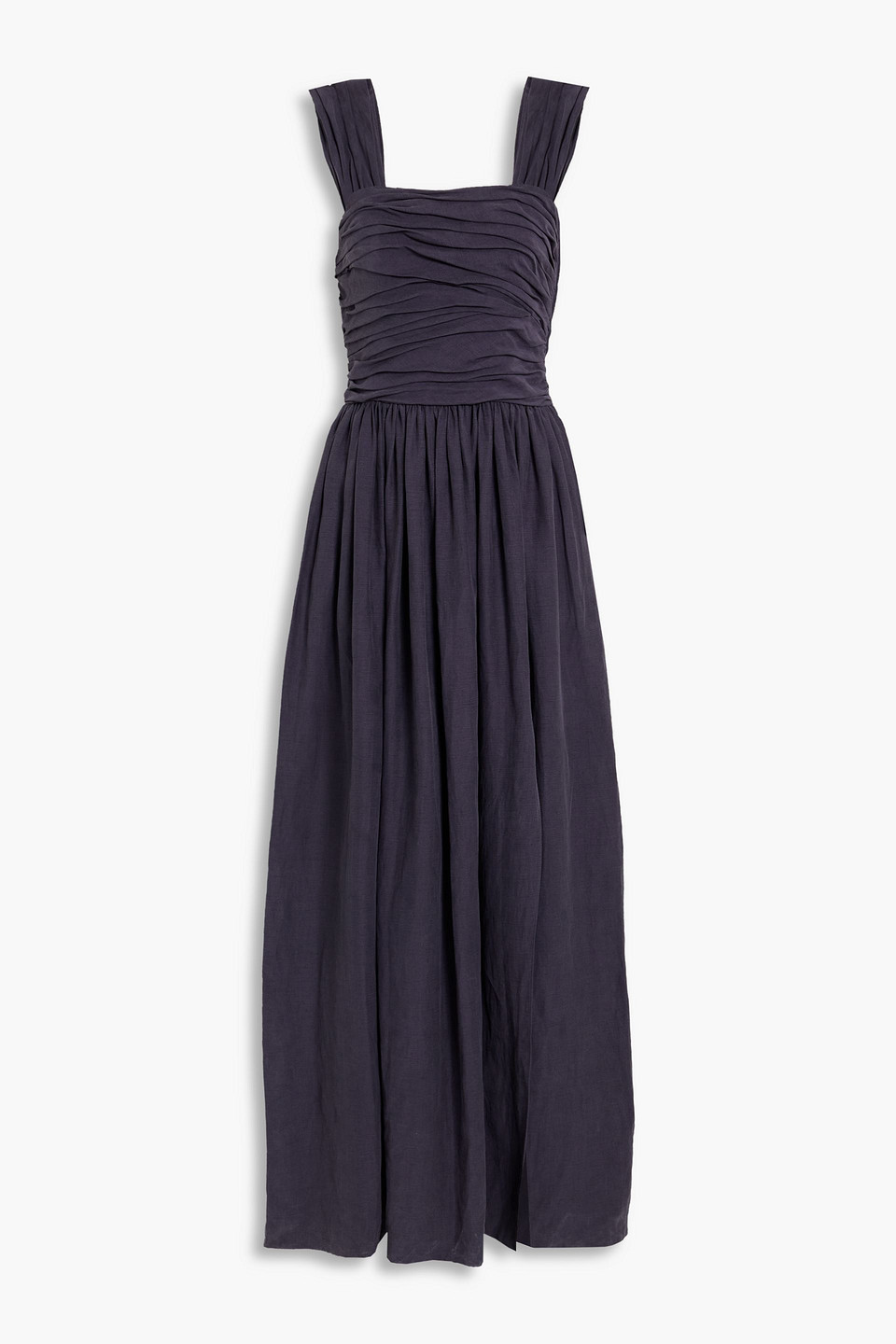Altuzarra Carley Gathered Woven Maxi Dress In Midnight Blue | ModeSens