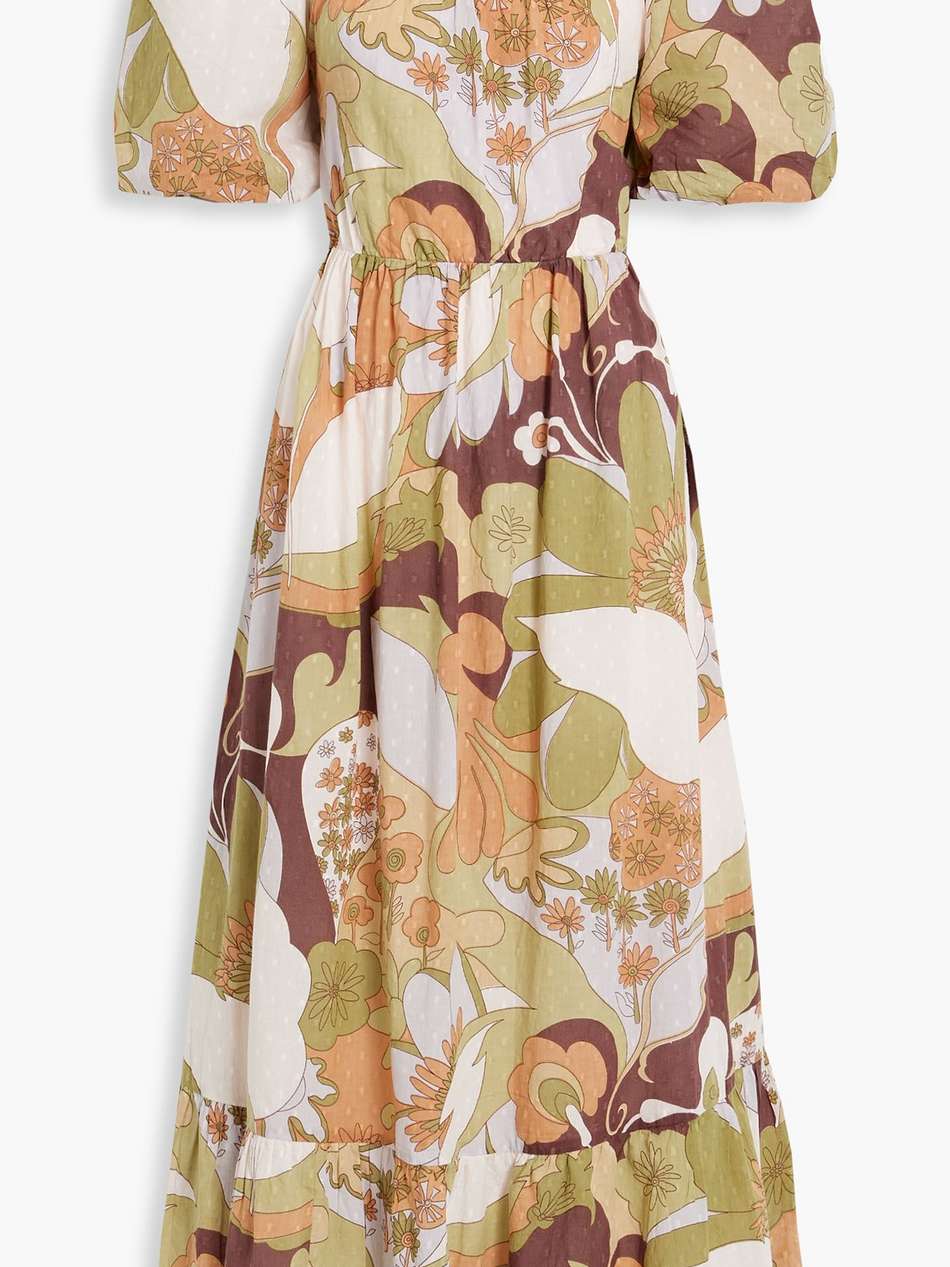 bahia printed fil coupé cotton maxi dress