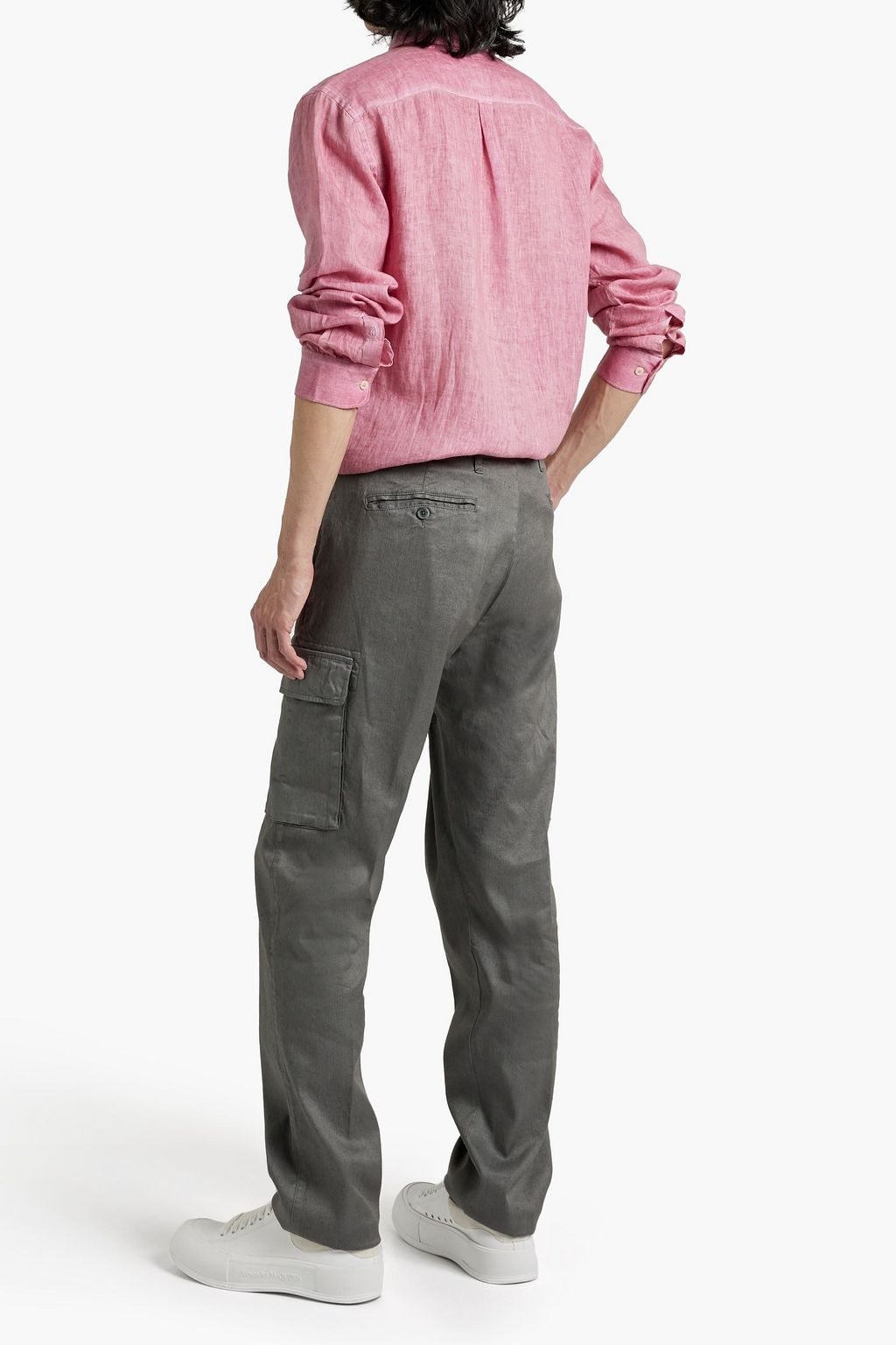 120% LINO Linen and cotton-blend twill cargo pants
