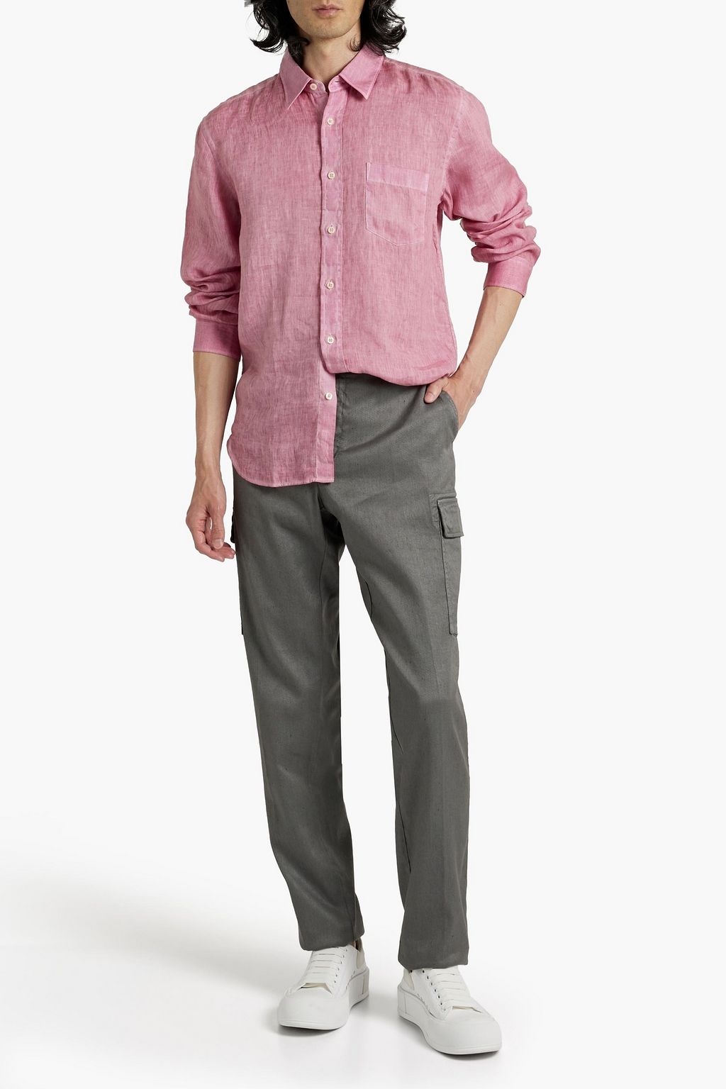 120% LINO Linen and cotton-blend twill cargo pants