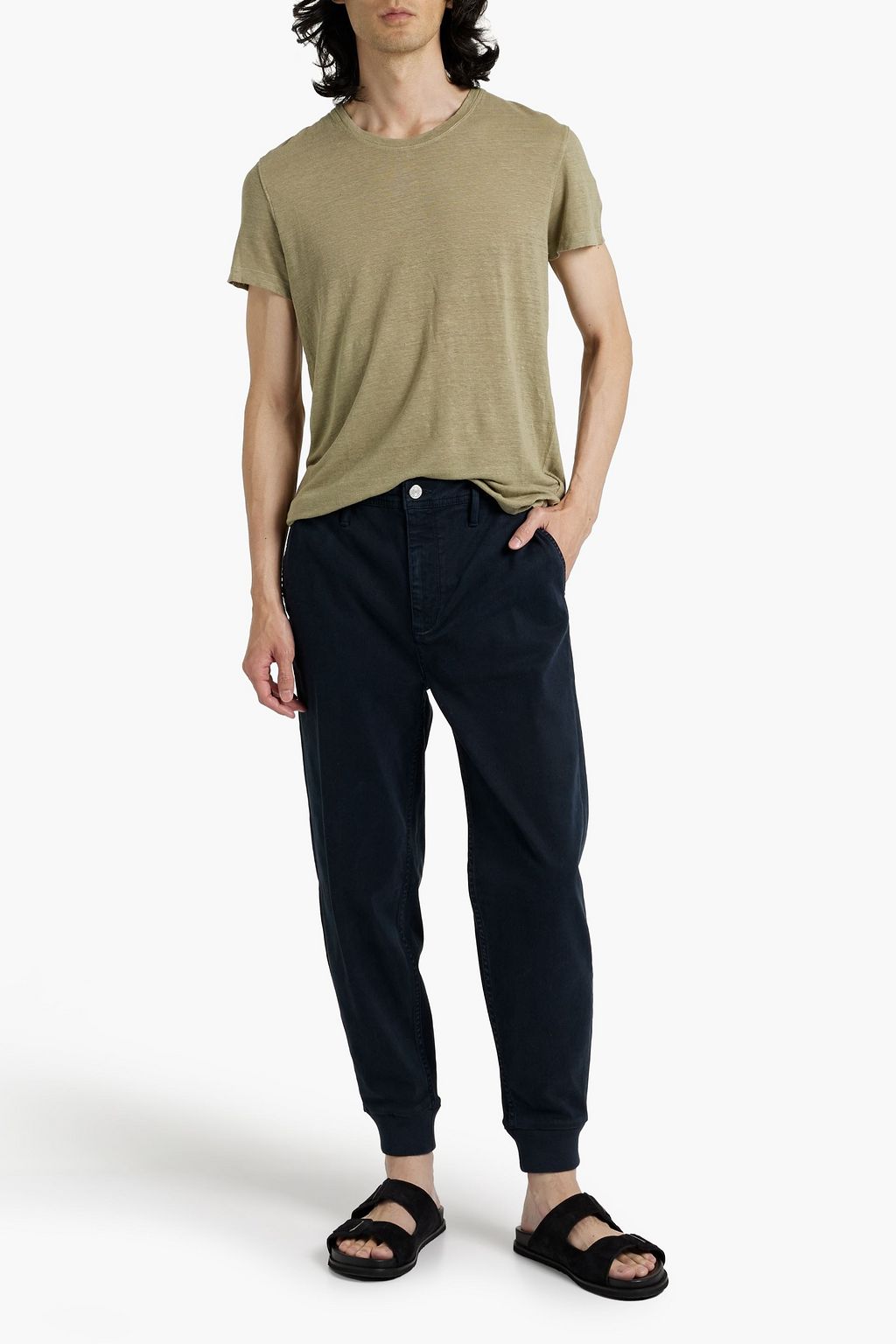 120% LINO Linen and cotton-blend jersey T-shirt