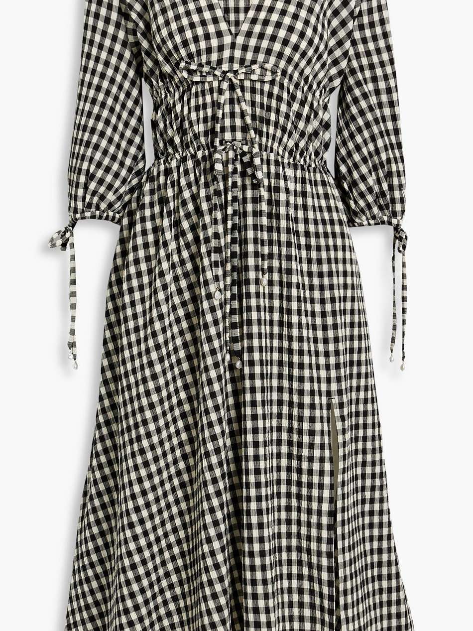 dorine gingham cotton-blend seersucker midi dress