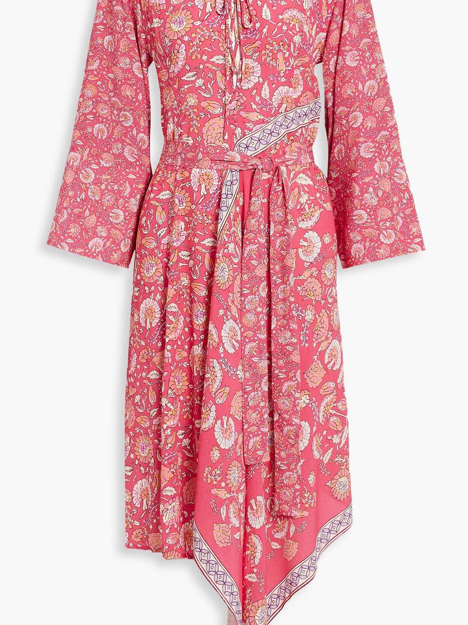 dandy lace-up printed crepe midi dress