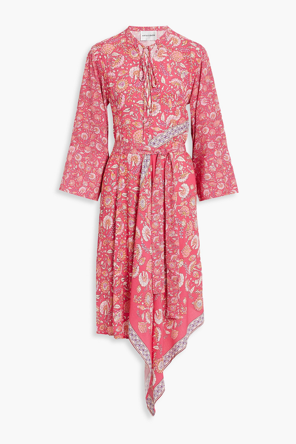 Antik Batik Dandy Cutout Floral-print Crepe Midi Dress In Pink