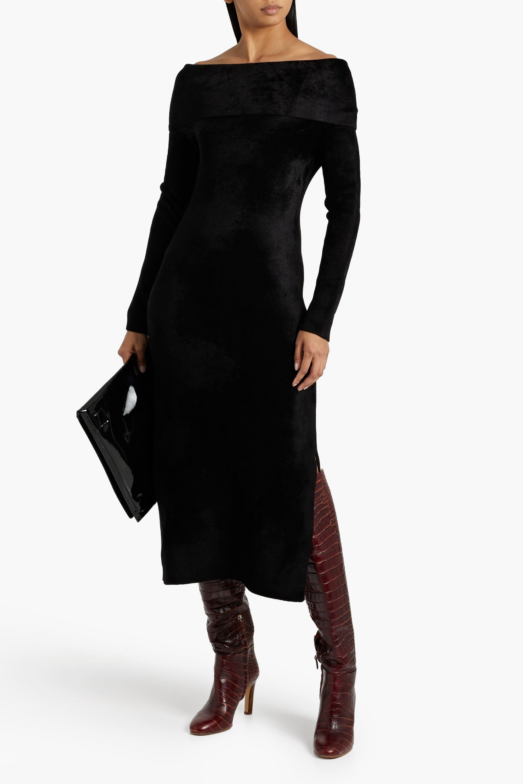 Altuzarra Off-the-shoulder stretch-velvet midi dress