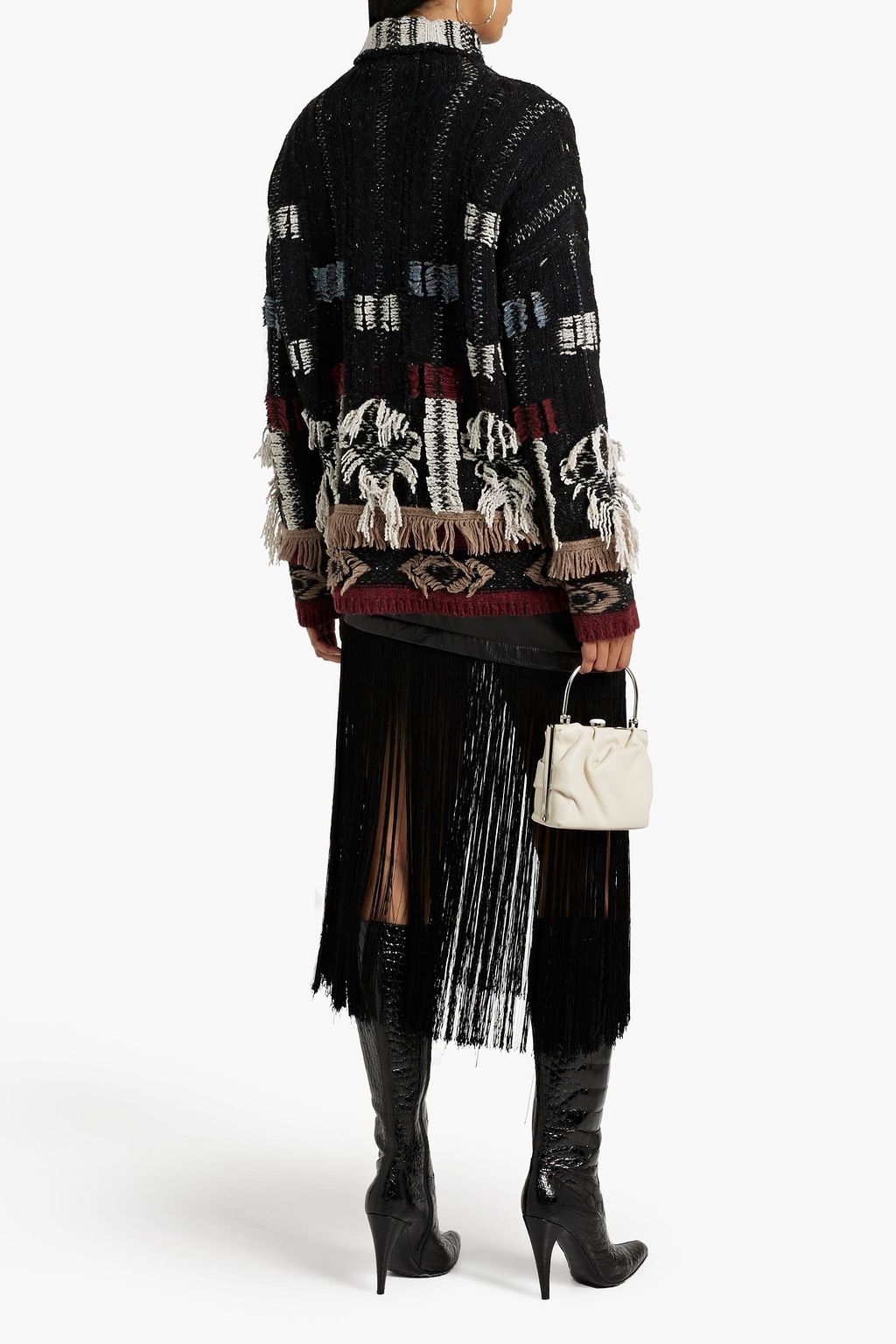 ALTUZARRA Fringed jacquard-knit merino wool-blend turtleneck sweater