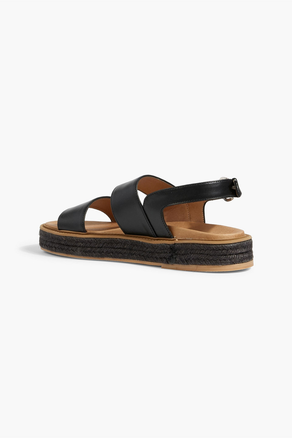 Shop Iris & Ink Naya Leather Espadrille Slingback Sandals In Black