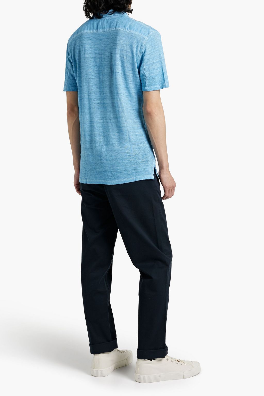 120% LINO Jersey-paneled slub linen shirt