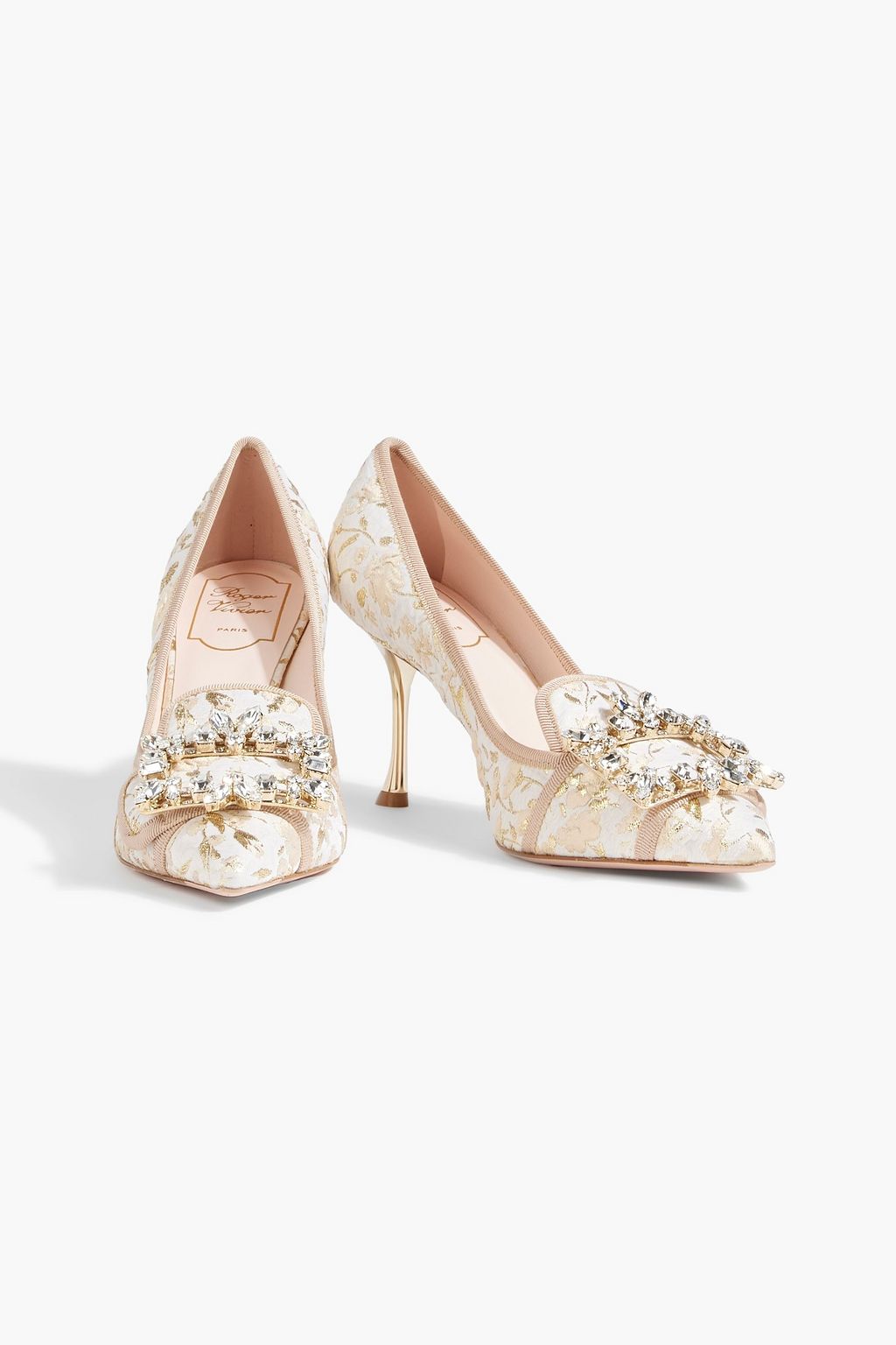 ROGER VIVIER RV Broche embellished brocade pumps