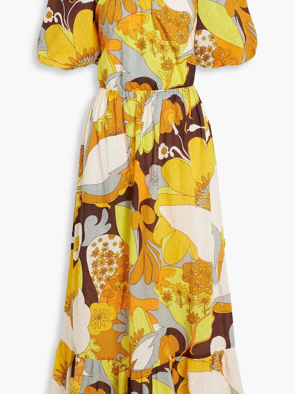 bahia printed fil coupé cotton maxi dress