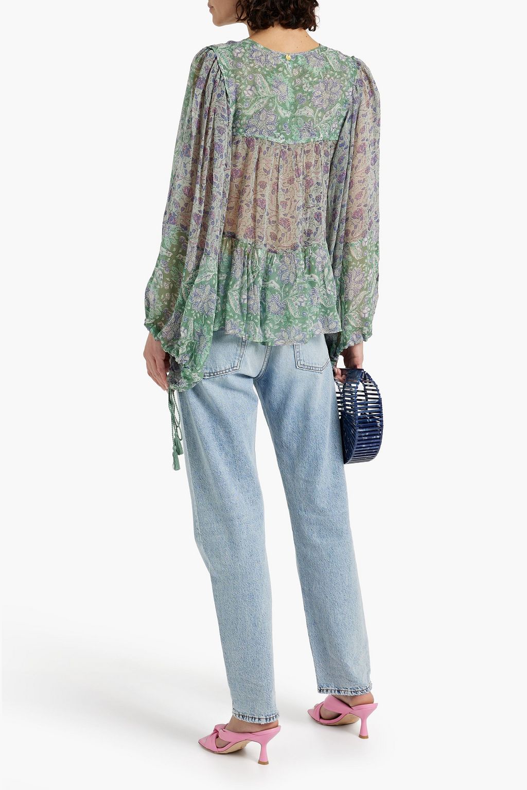 ANTIK BATIK Loah gathered printed voile top