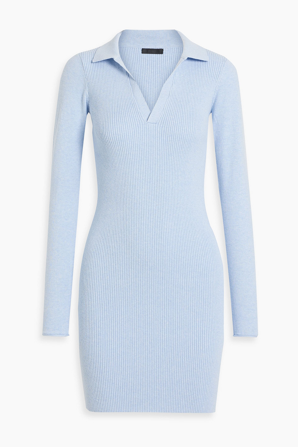 Atm Anthony Thomas Melillo Ribbed Cotton And Cashmere-blend Mini Dress In Light Blue