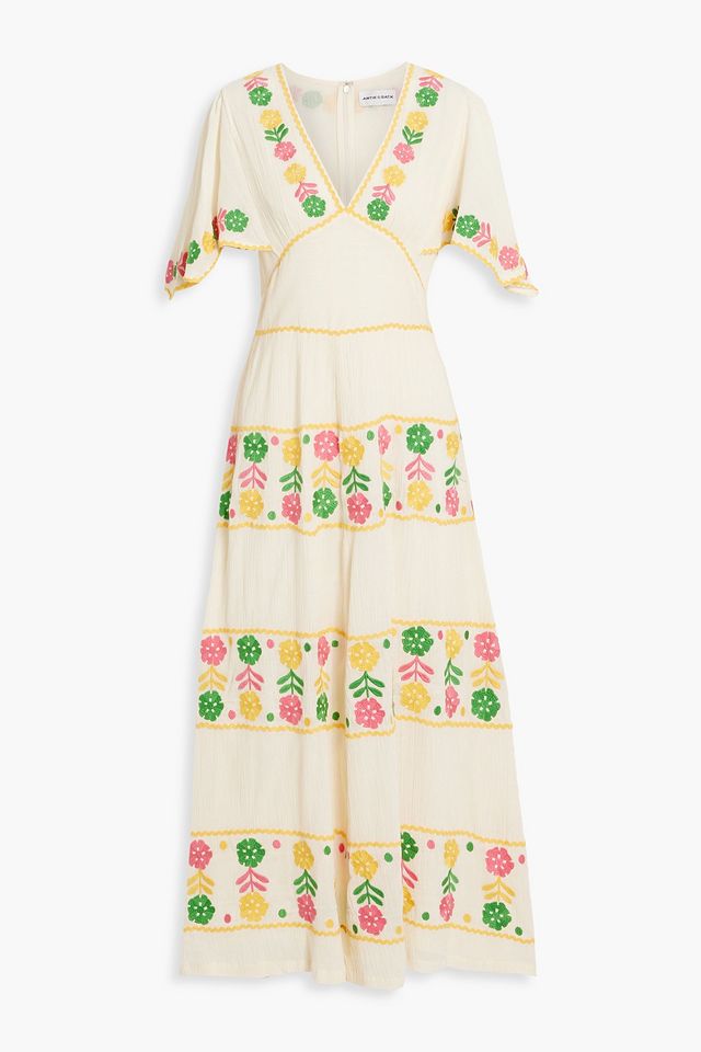 Clemence embroidered cotton-gauze maxi dress