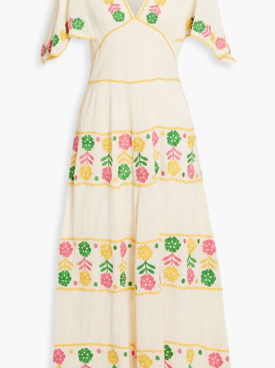 clemence embroidered cotton-gauze maxi dress