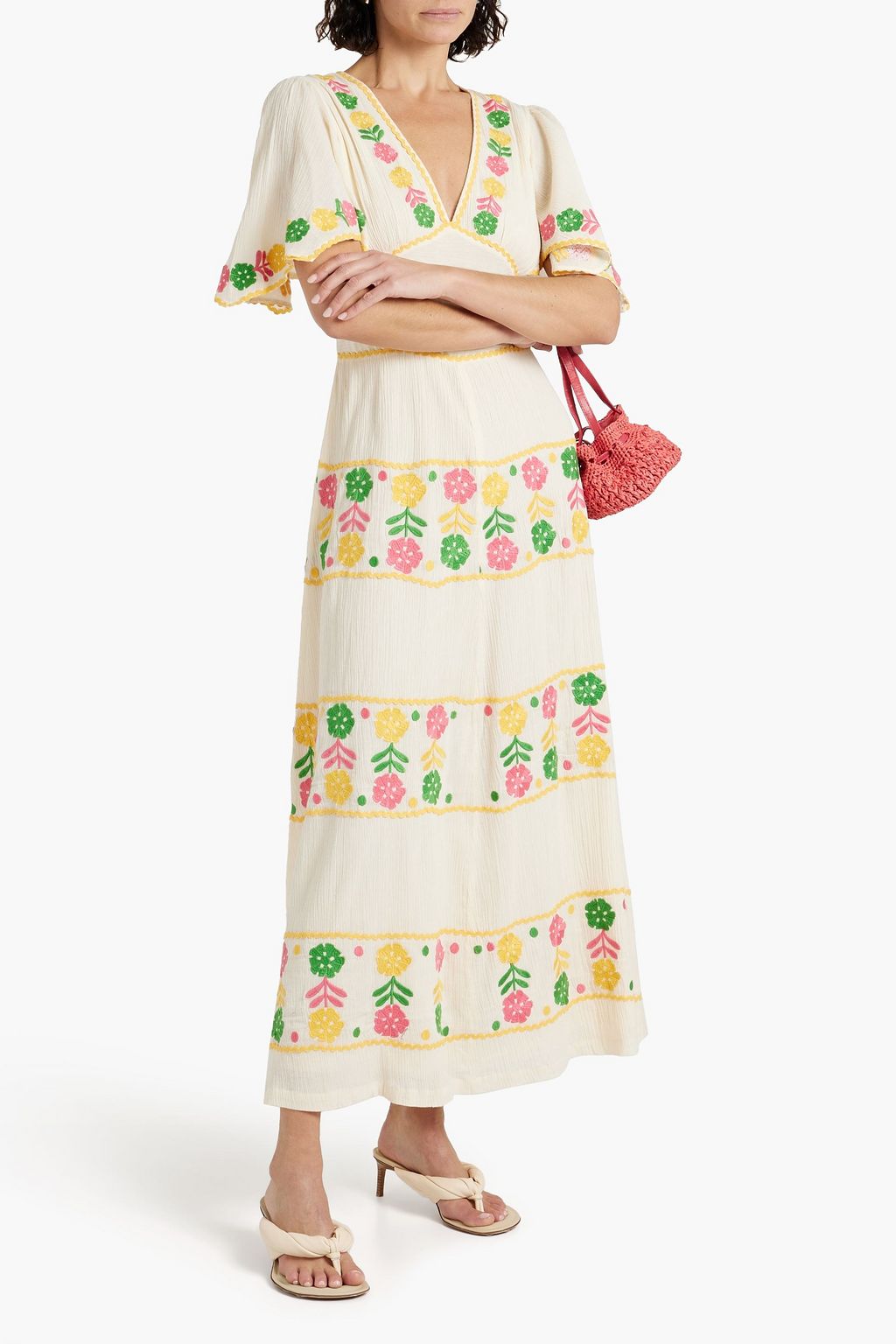 ANTIK BATIK Clemence embroidered cotton-gauze maxi dress