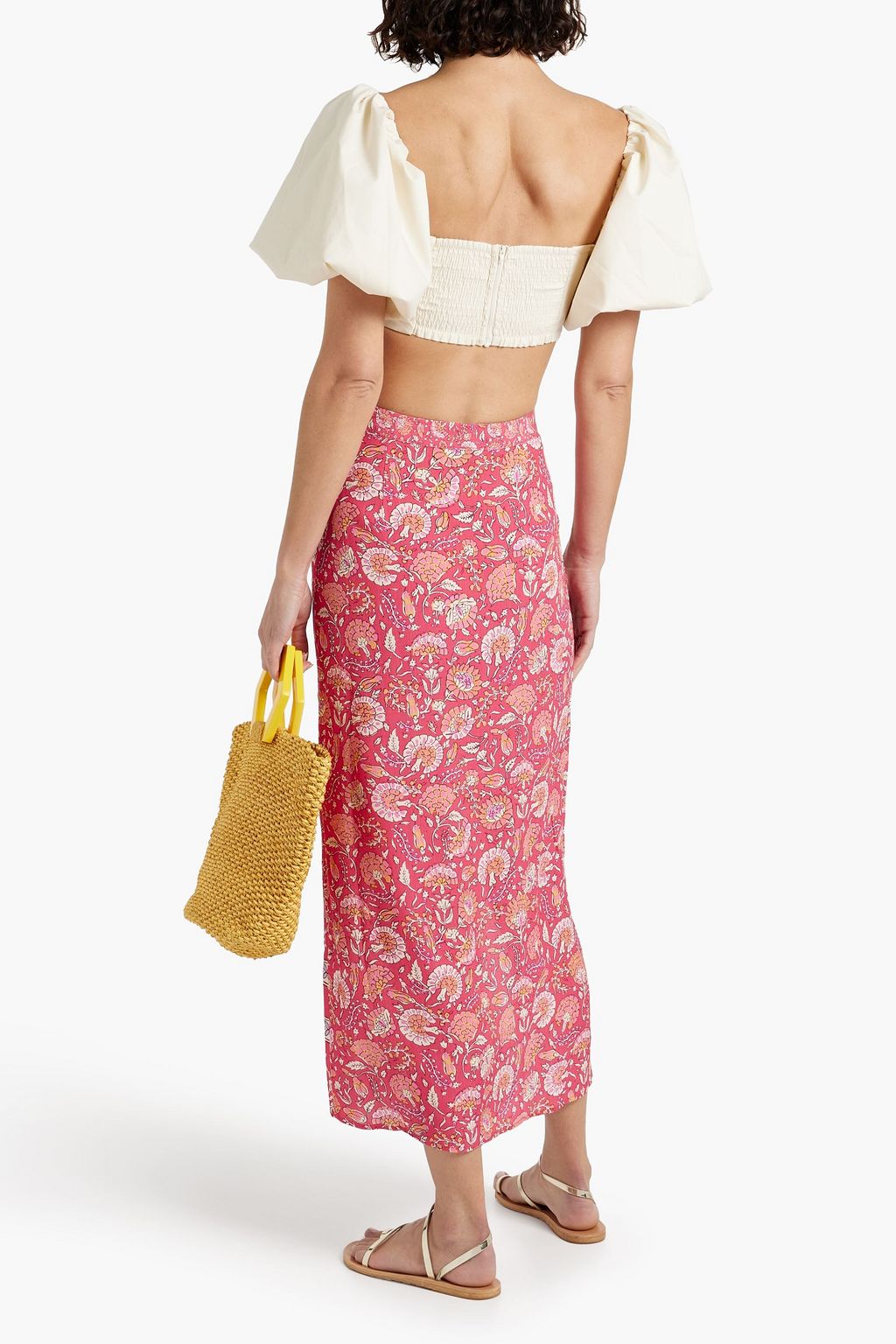 ANTIK BATIK Dandy ruched printed crepe maxi skirt