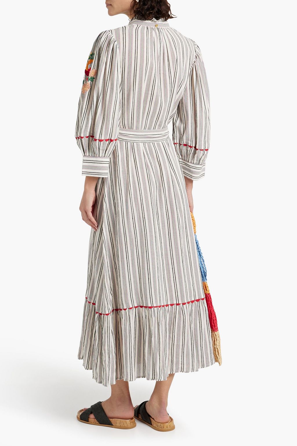 ANTIK BATIK Juliette embroidered striped cottonjacquard maxi dress THE