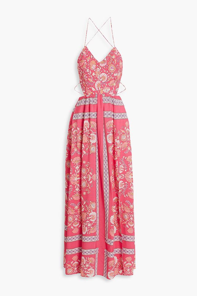 Dandy gathered printed crepe maxi dress