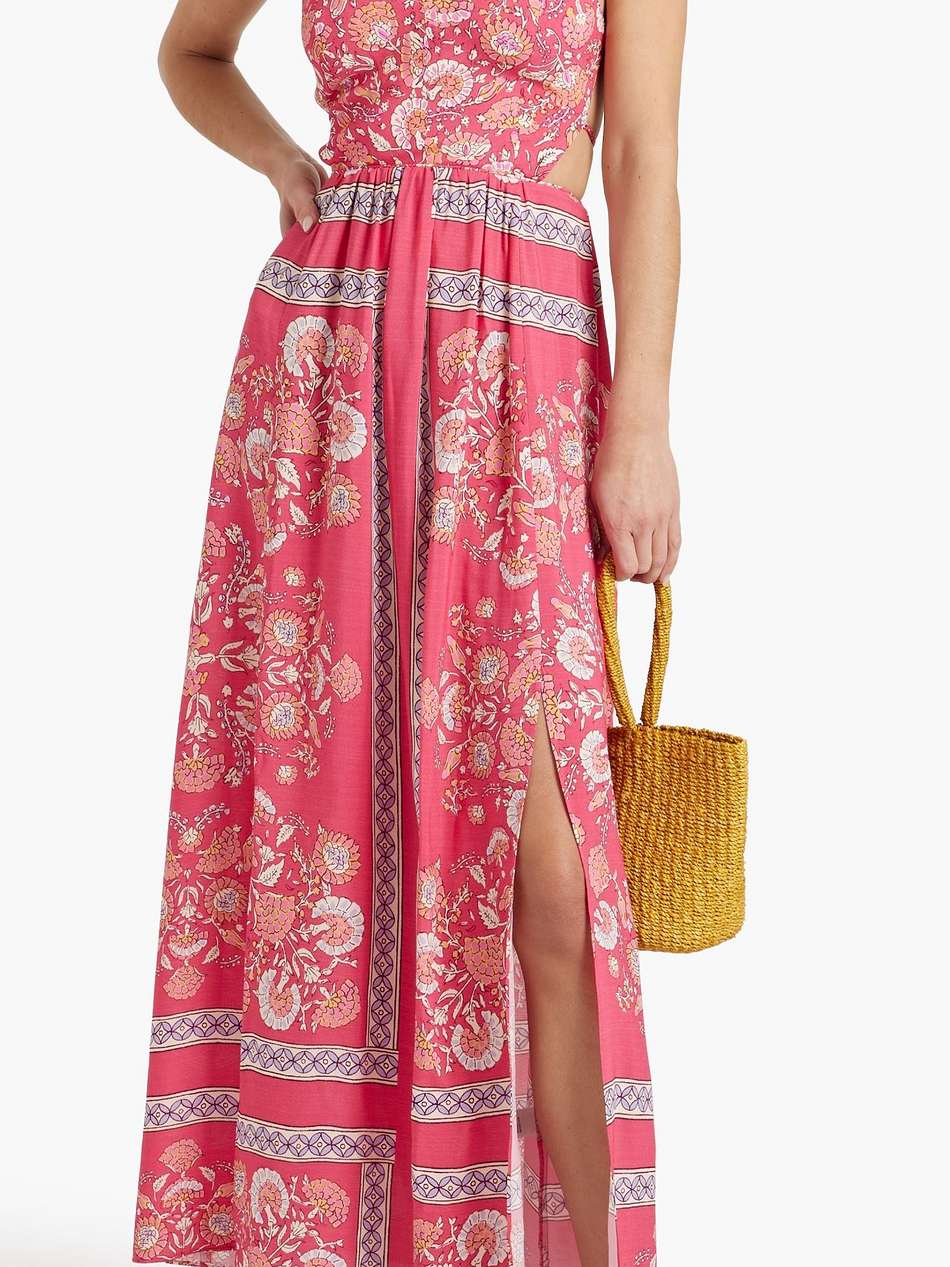 dandy gathered printed crepe maxi dress