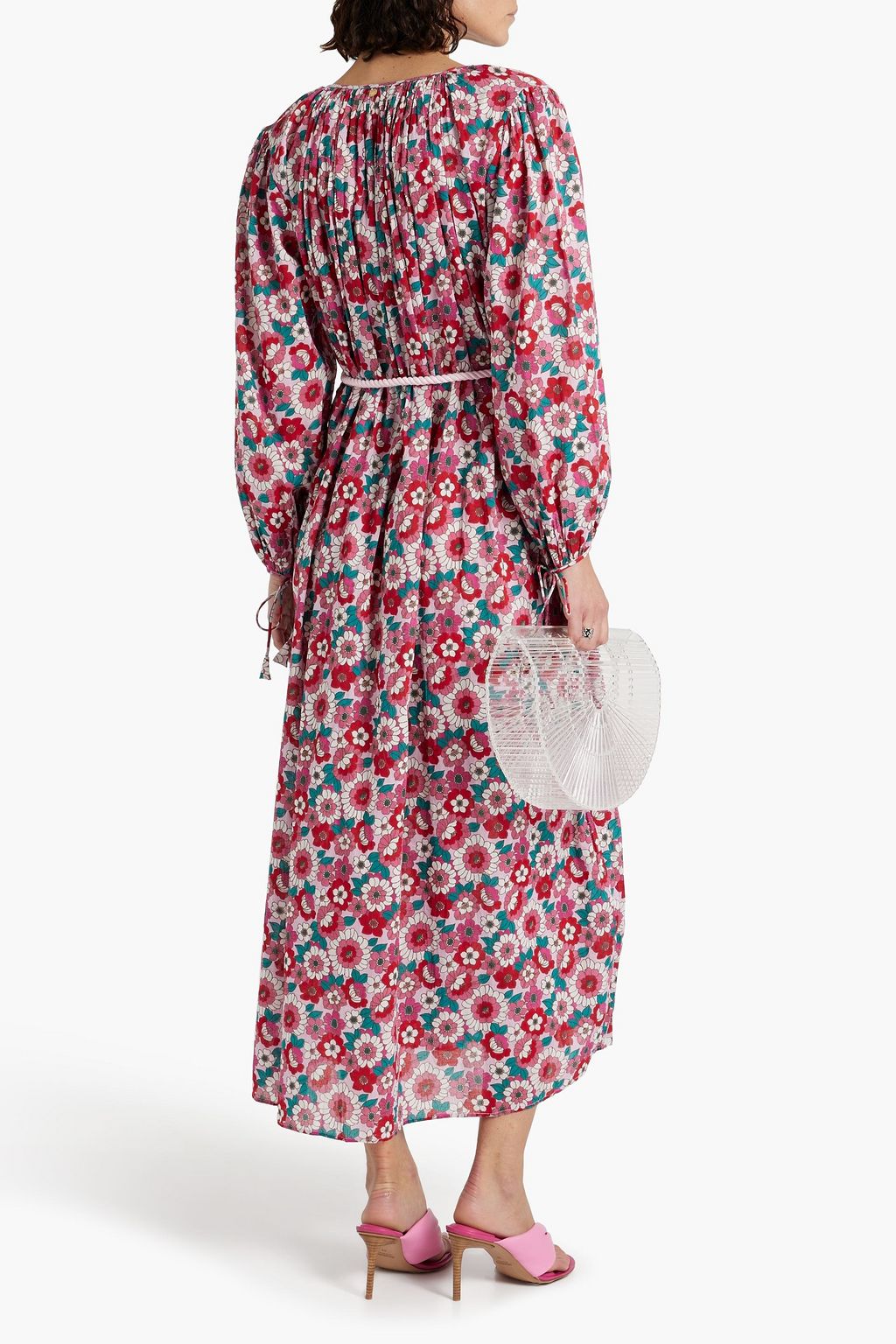 ANTIK BATIK Blossom gathered floral-print cotton midi dress