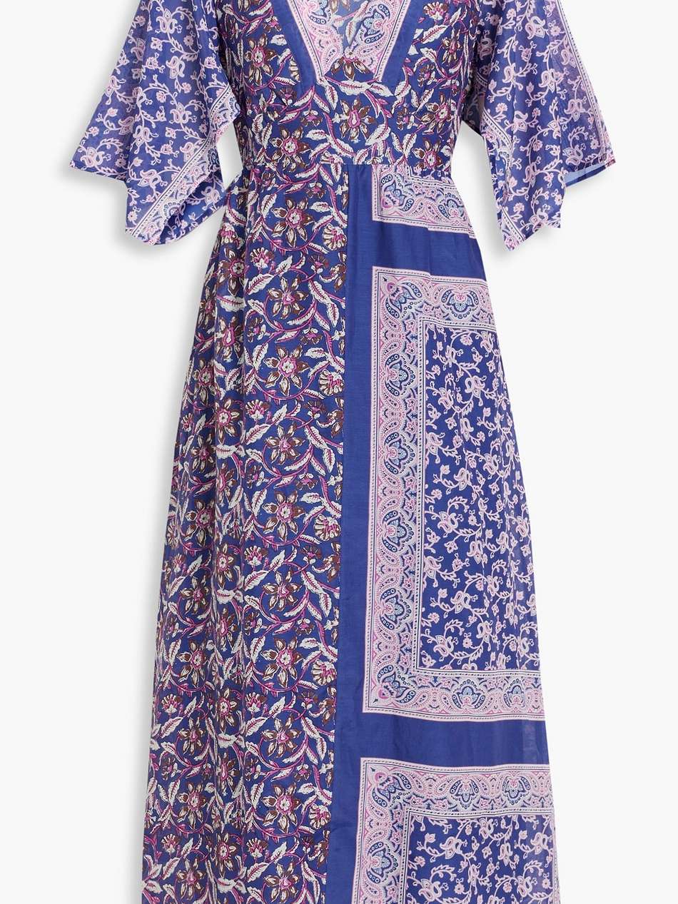 ilona printed cotton and silk-blend voile midi dress