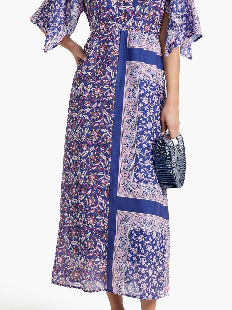 ilona printed cotton and silk-blend voile midi dress