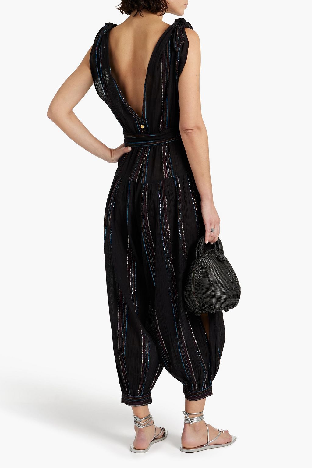 ANTIK BATIK Mimi metallic striped cotton-blend gauze jumpsuit