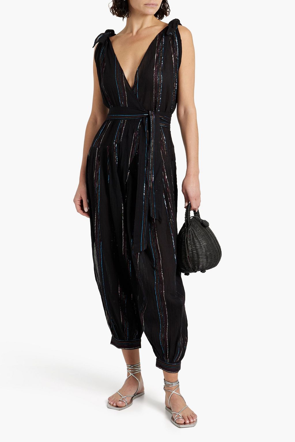 ANTIK BATIK Mimi metallic striped cotton-blend gauze jumpsuit