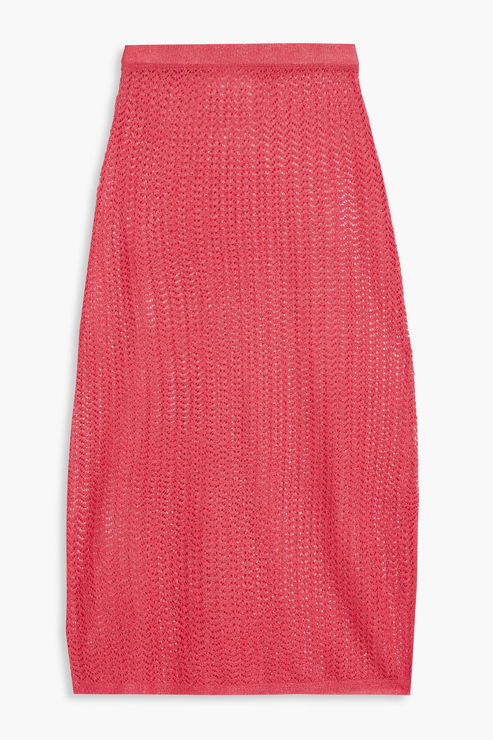 Antik Batik Shany Metallic Crochet-knit Midi Skirt In Red