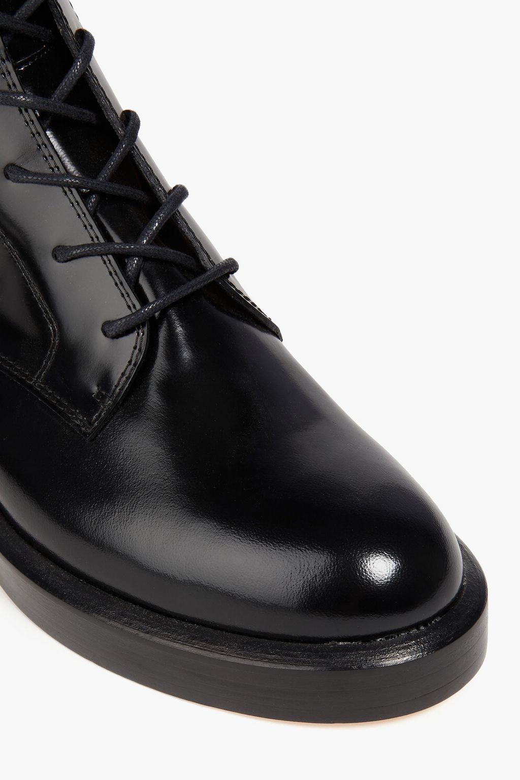 ALBERTA FERRETTI Buckled glossed-leather combat boots