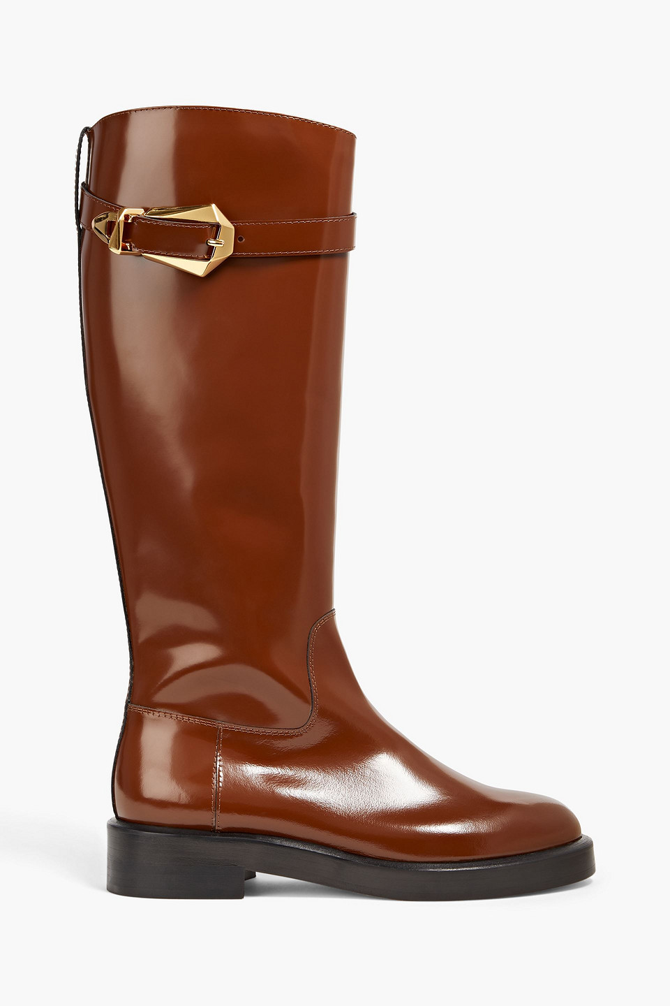 ALBERTA FERRETTI GLOSSED-LEATHER KNEE BOOTS