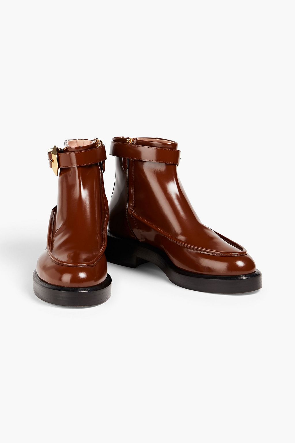 ALBERTA FERRETTI 글로시 가죽 앵클 부츠
